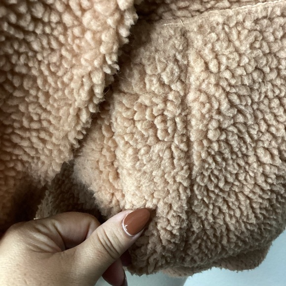 PRINCESS POLLY SIZE 0 TEDDY TAN BROWN DORIA JACKET SHERPA SOFT TOP GUC - Picture 8 of 13